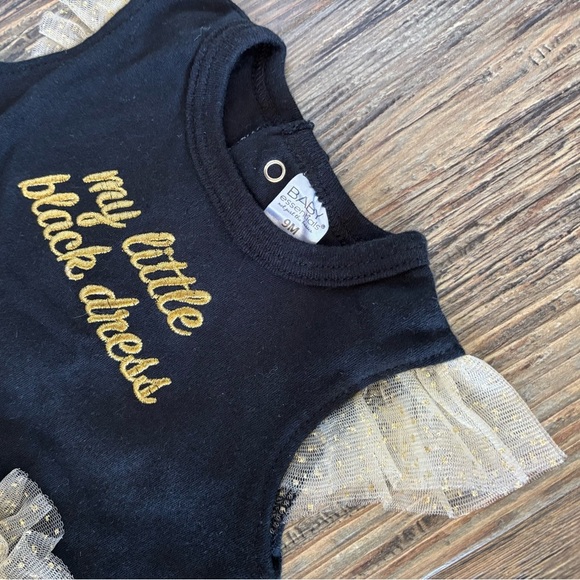 Baby Essentials My Little Black Dress Tutu Bodysuit Onesie Size 9M Embroidered - Picture 8 of 9